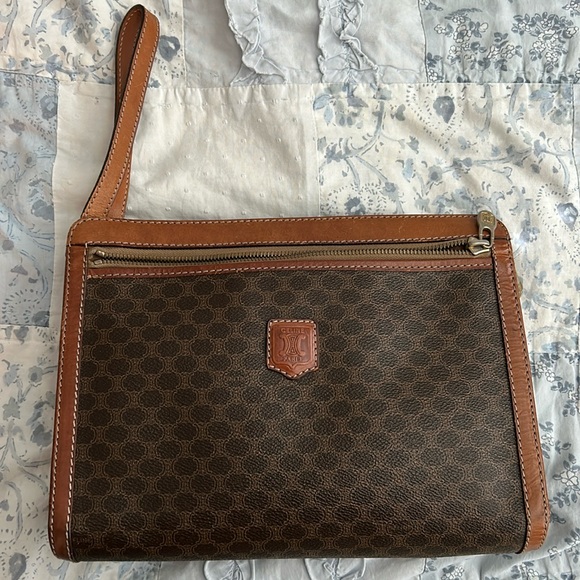 Celine Macadam Print Brown Vintage Clutch - Picture 1 of 10